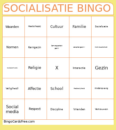 SOCIALISATIE Bingo Card