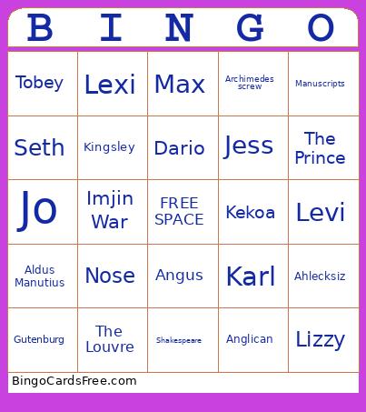 socials 8 bingo
