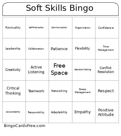Soft Skills Bingo Card