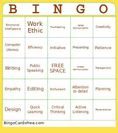 Soft Skills Bingo Card