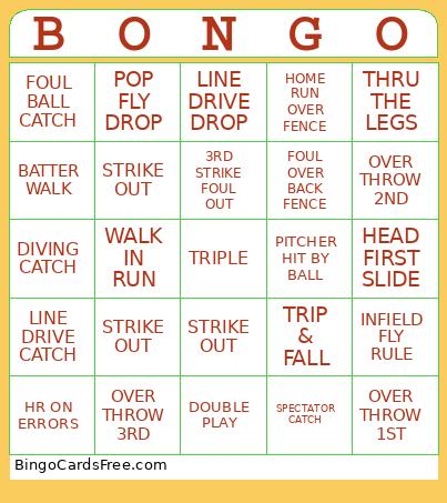SOFTBALL Bingo Card
