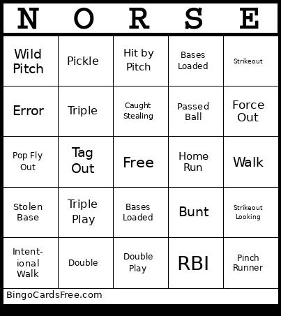 Softball Bingo