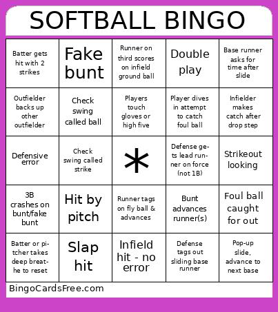Softball Bingo