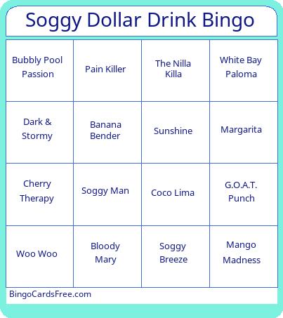 Soggy Dollar Drink Bingo