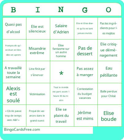 Soirée du 17 Bingo Cards Free Pdf Printable Game, Title: BINGO