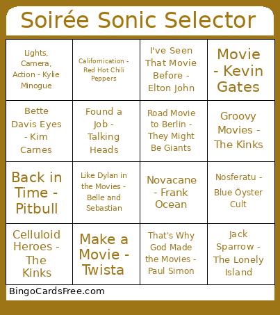 Soirée 2025 Bingo Cards Free Pdf Printable Game, Title: Soirée Sonic Selector