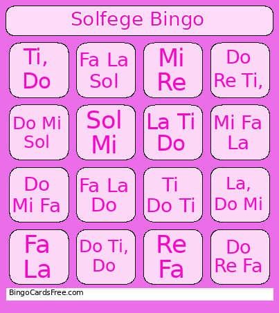 Solfege Bingo Card