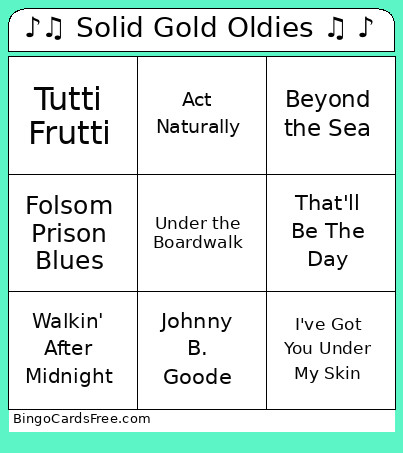 ♪♫ Solid Gold Oldies ♫ ♪ Bingo Card