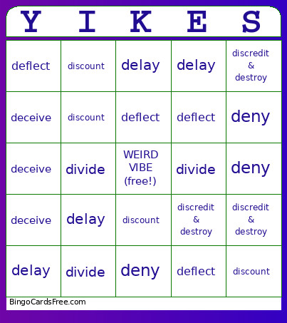Solidarity : 7Ds Bingo Card