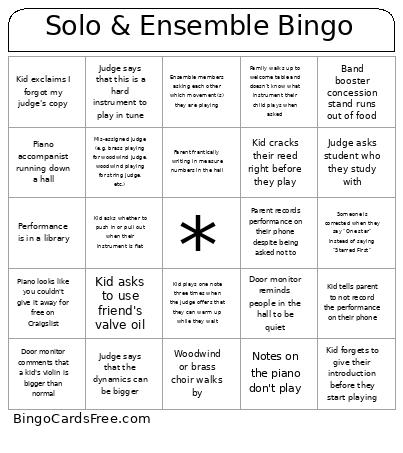 Solo & Ensemble Bingo Card