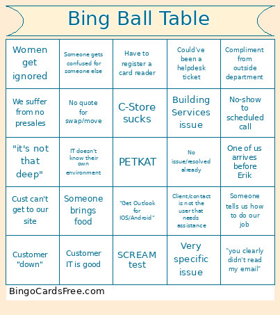 Solutions Bingo Card