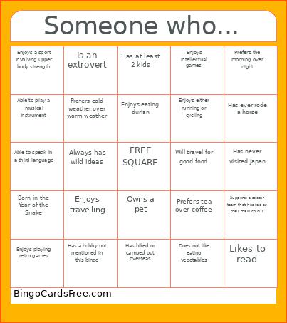 Someone Who... Bingo Card