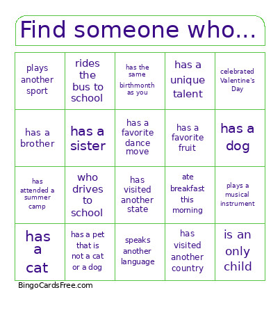 Someone Who... Bingo Card