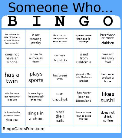 Someone Who... Bingo