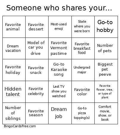 Someone Who Shares Your... Bingo Card