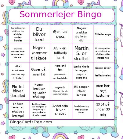 Sommerlejer Bingo Card