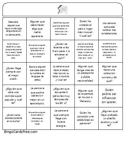 Somos Uno Bingo Card