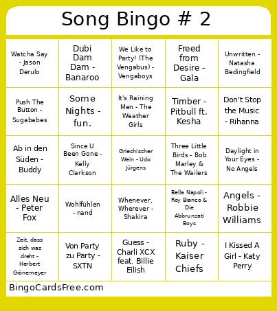 Song Bingo # 2