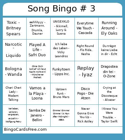 Song Bingo # 3