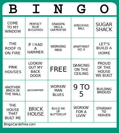 Song Bingo Card