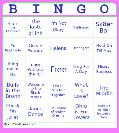Song Titles` Bingo Card