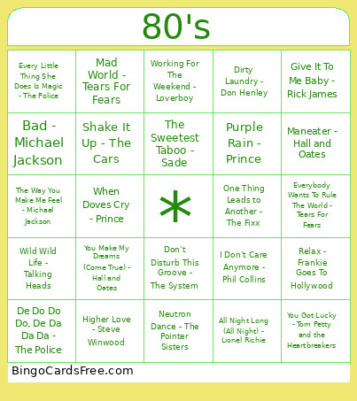 Songo Bingo Card