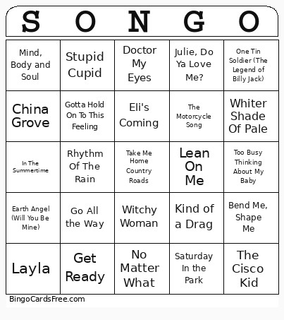 SONGO Bingo Card