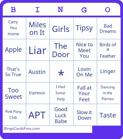 Songs 104.7 Will Cycle Through Today Bingo