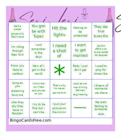 Songs Bingo Card