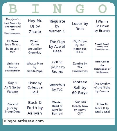 Songs from 1994 Bingo