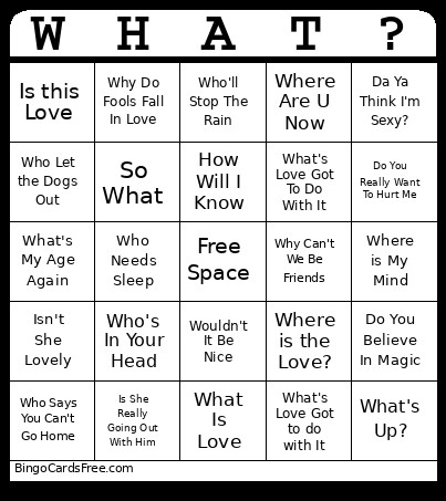 Songs With Questions Music Bingo Card