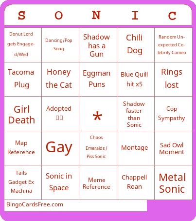 SONIC Bingo