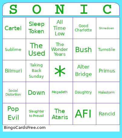 Sonic Temple Bingo Card