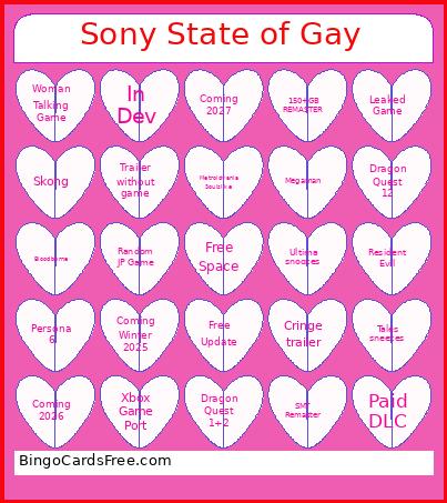 Sony State Of Gay Bingo Card