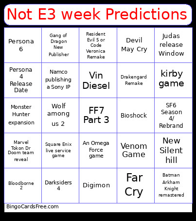 SoP SGF 2026 Predictions Bingo Card