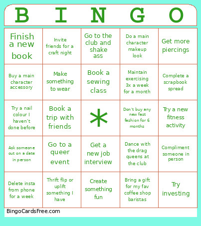 Sophia's 2026 Bingo Card