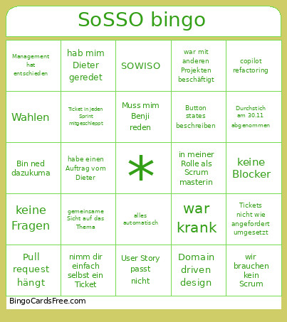 SoSSO Bingo Card