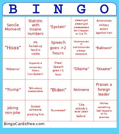SOTU Bingo Card