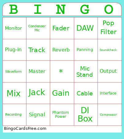SOUND Bingo Card