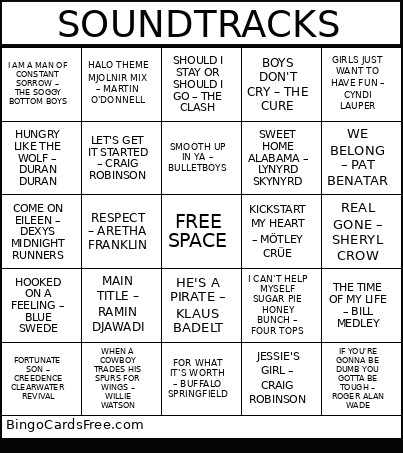 SOUNDTRACKS Bingo Card