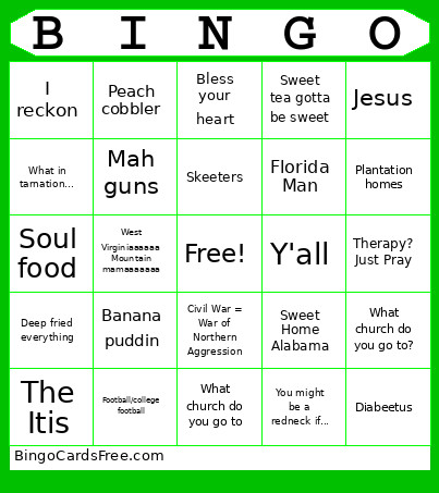 Southern Bingo Card