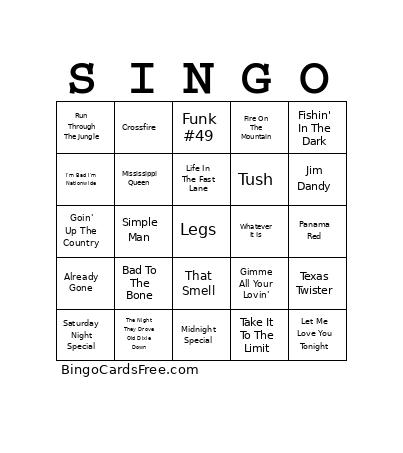 Southern Rock V01 Bingo