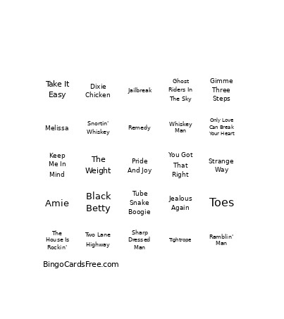 Southern Rock V02 Bingo Card
