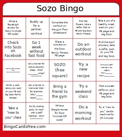 Sozo Bingo Card