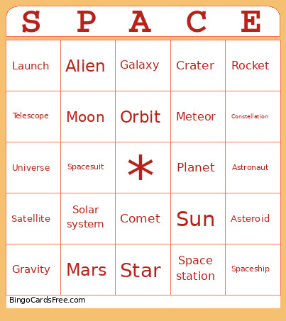 Space Exploration Bingo Card