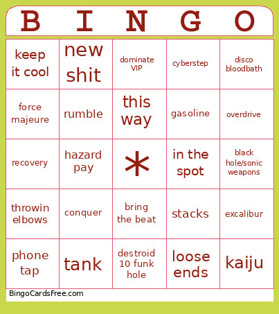 Space Laces LL26 Bingo Card