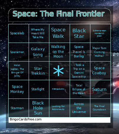 Space: The Final Frontier Bingo Card