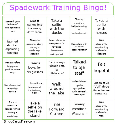 ★ Spadework Training ! ★ Bingo Card