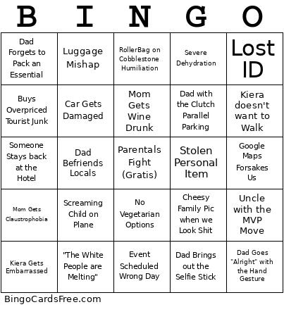 Spain Trip 2025 Bingo Card