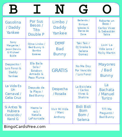 SPANISH Bingo Card